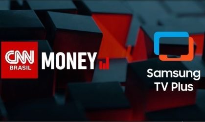 Logos do CNN Brasil Money e da Samsung TV Plus