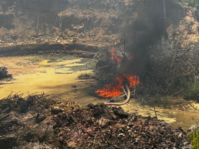 Rio Xingu contaminado por mercúrio em área de garimpo ilegal • Divulgação/Polícia Federal