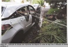 Caso Marielle: Indicação das trajetórias dos disparos que atingiram Marielle Franco e Anderson Gomes