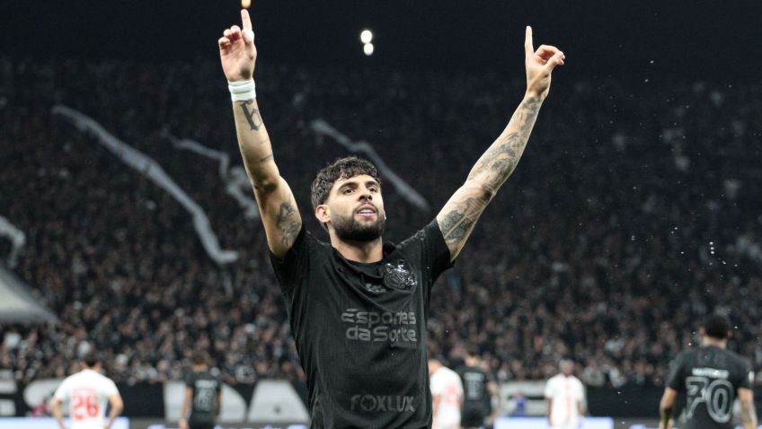 Yuri Alberto, do Corinthians, comemora gol durante a partida contra o Internacional • PETER LEONE/O FOTOGRÁFICO/ESTADÃO CONTEÚDO