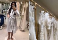 Prestes a se casar com João Gomes, Ary Mirelle prova vestido de noiva