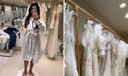 Prestes a se casar com João Gomes, Ary Mirelle prova vestido de noiva