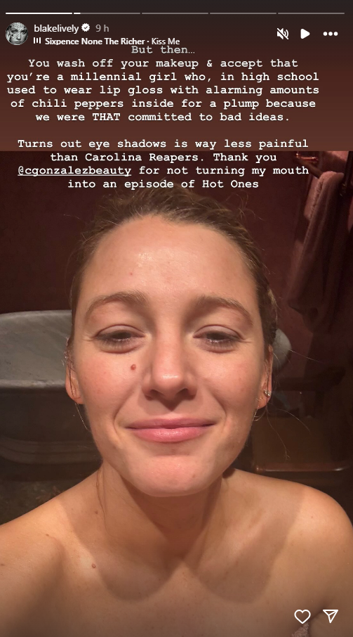 Blake Lively no stories em seu perfil no Instagram • Instagram/Blake Lively