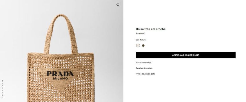 Bolsa Prada está avaliada em R$ 11.500 • Reprodução/Prada
