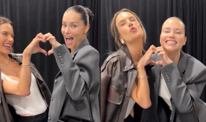 Alessandra Ambrosio e Adriana Lima se reencontram em evento da Victoria's Secret