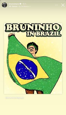 Bruno Mars compartilha arte de fã clube brasileiro com música de Djavan • Instagram/Bruno Mars