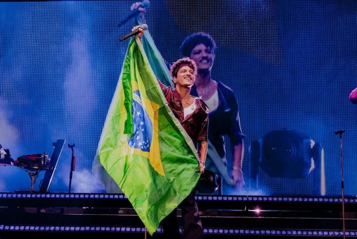 Bruno Mars durante show em São Paulo, em outubro de 2024 • Instagram/Bruno Mars