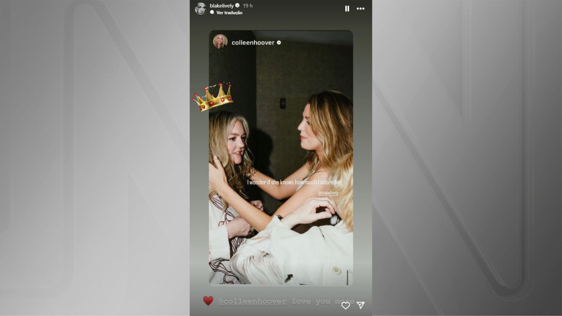 Blake Lively e Colleen Hoover trocam declarações nas redes sociais • Reprodução/Instagram
