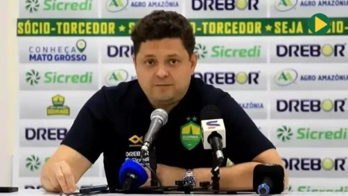 Dresch, presidente do Cuiabá, durante coletiva