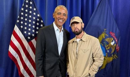 Saiba que rap de Eminem foi cantado por Obama em comício de Kamala