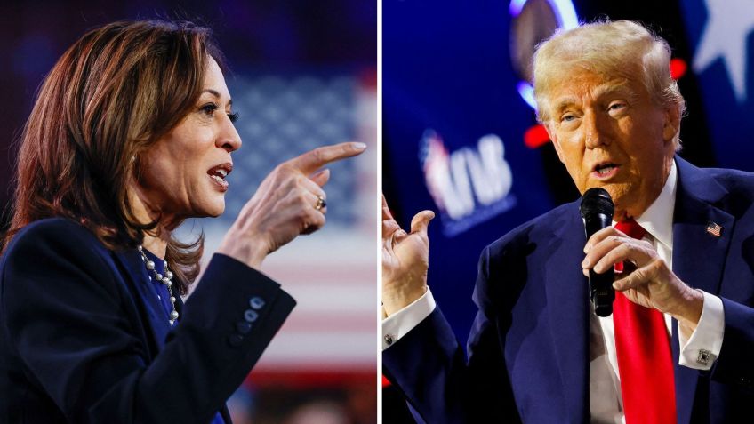 Kamala Harris e Donald Trump em campanha eleitoral • Reuters