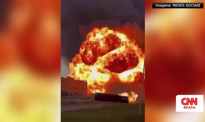 Vídeo: Tanque de combustível é lançado após forte explosão na Chechênia