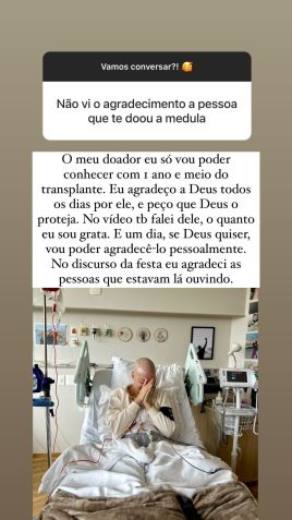 Fabiana Justus explica motivo de não agradecer doador de medula em discurso. • Instagram/Fabiana Justus