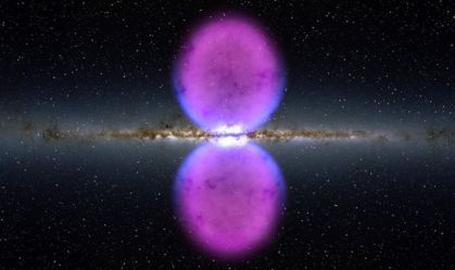 A imagem apresenta uma ilustração das Bolhas de Fermi.