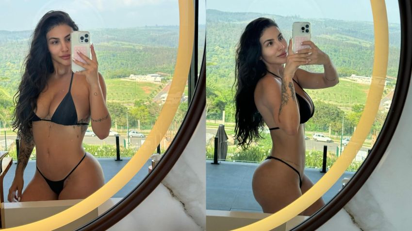Jhenny Santucci mostra as curvas em ensaio caseiro • Instagram/Jhenny Santucci