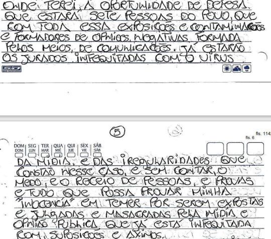 Trecho de carta escrita por Paulo Cupertino • Reprodução
