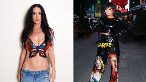 Katy Perry e Demi Lovato com looks da marca brasileira