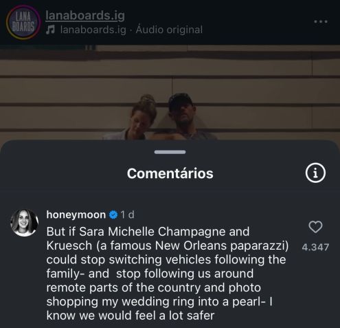 Lana Del Rey fala sobre seu relacionamento e denuncia assédio dos fotógrafos. • Instagram/Lanaboards