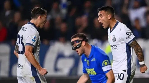 Lautaro comemora gol na vitória da Inter sobre o Empoli