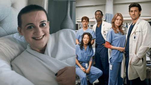 Montagem com imagem do documentário "Anatomy of Lies" e elenco de "Grey's Anatomy"