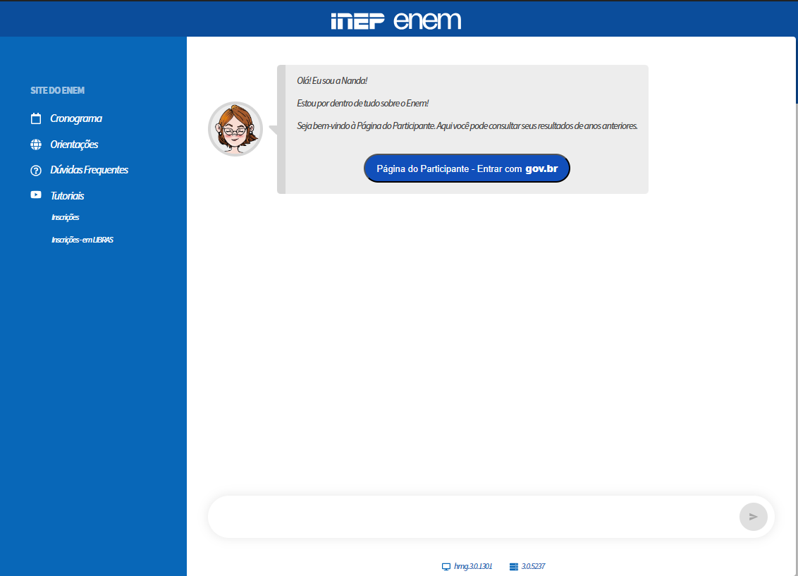 Primeiro passo para acessar o local de prova do Enem • Reprodução/Inep