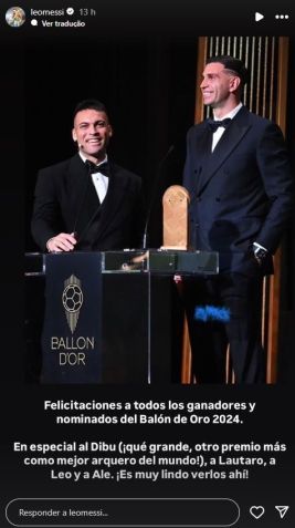 Lionel Messi publicou um story no Instagram • Reprodução/Instagram Messi