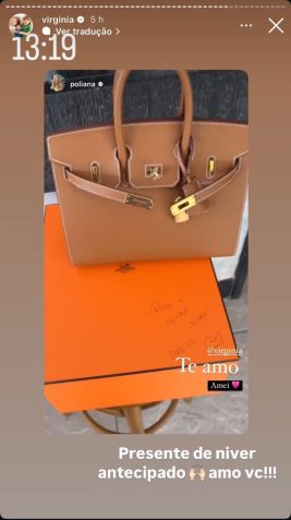 Virginia repostou publicação de Poliana após entrega de presente • Instagram/Virginia