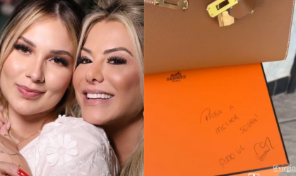 Virginia presenteia Poliana com bolsa de luxo: "Para a melhor sogra"