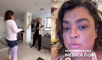Preta Gil mostra treino em casa com bolsa de quimioterapia: "Ajuda muito"