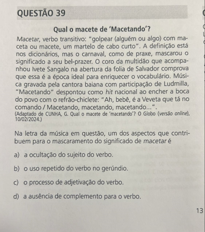 Questão da Unicamp usou a musica "Macetando", de Ivete Sangalo • Divulgação/Poliedro
