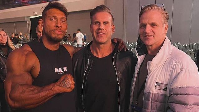 Ramon Dino, Jay Cutler (fisiculturista tetracampeão do Mr. Olympia) e Chris Aceto • Reprodução/Instagram Chris Aceto