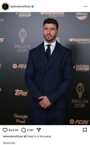 Rúben Dias foi confundido com Rodri nas redes sociais da Bola de Ouro • Reprodução