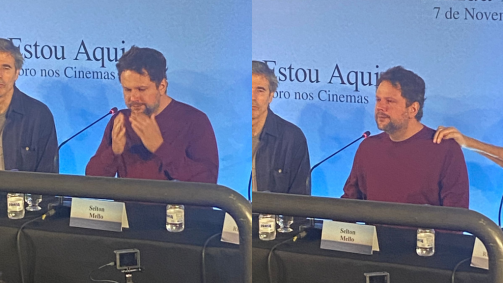 Selton Mello chorando em coletiva de "Ainda Estou Aqui"