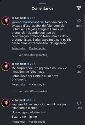 Selton Mello reagiu ao ver que "Lisbela e o Prisioneiro" poderia ganhar uma sequência. • Instagram/Omelete