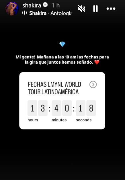 Shakira confirma turnê na América Latina. • Instagram/Shakira