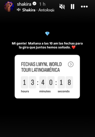 Shakira confirma turnê na América Latina. • Instagram/Shakira