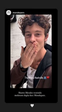 Shawn Mendes usa moletom da marca Mondepars • Instagram/Mondepars