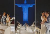 Thais Fersoza e Michel Teló renovam votos de casamento no Cristo Redentor