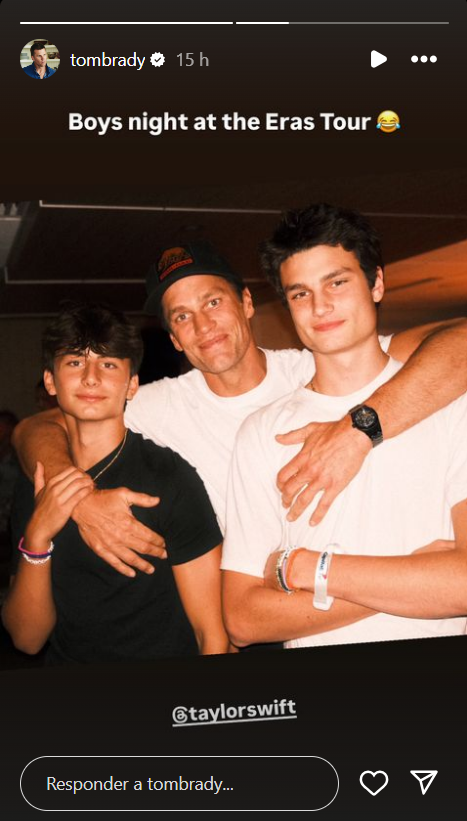 Tom Brady com os filhos John e Benjamin na The Eras Tour • Instagram/Tom Brady