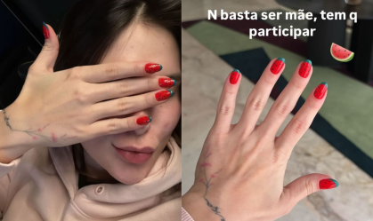 Virginia faz unhas de melancia para aniversário de Maria Flor; veja