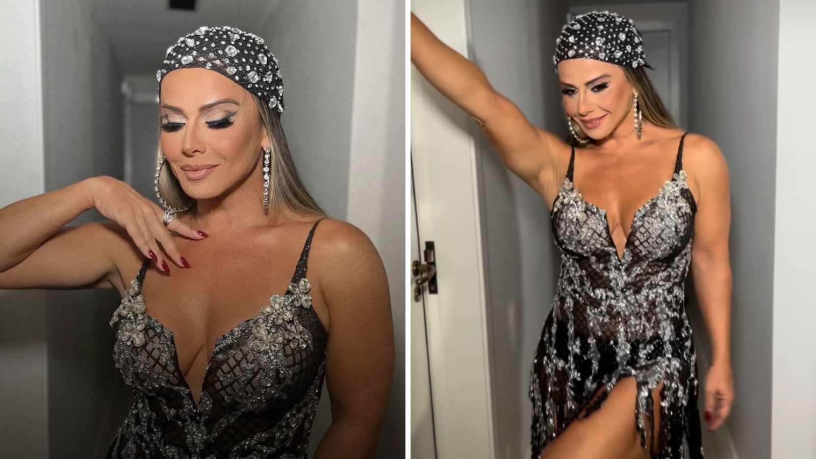 Viviane Araújo adere à tendência fashionista com lenço para ensaio no Salgueiro