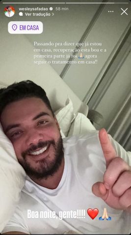 Nas redes sociais, Wesley Safadão compartilhou que já está em casa • Instagram/Wesley Safadão