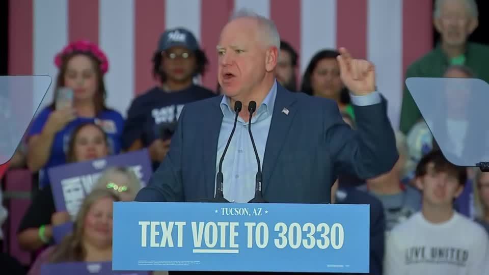 Walz urges Arizona residents to vote, saying Trump 'asked to be a dictator and to overturn the Constitution'