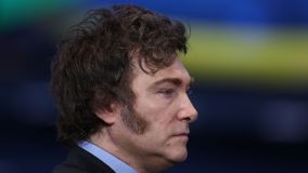 O presidente da Argentina, Javier Milei, na cúpula do G20 no Museu de Arte Moderna do Rio de Janeiro