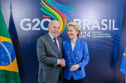 Presidente da República, Luiz Inácio Lula da Silva, durante reunião com a Presidente da Comissão Europeia, Ursula von der Leyen