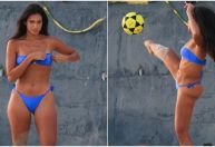 Ex-BBB Alane usa habilidades do balé para jogar futevôlei em praia no Rio; veja