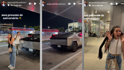 Ana Castela com Cybertruck em Miami