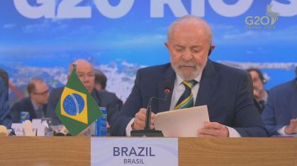 Presidente Luiz Inácio Lula da Silva (PT) discursa em abertura da segunda sessão de reuniões da Cúpula de Líderes do G20, em 18 de novembro de 2024, no Rio de Janeiro