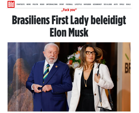Jornal alemão reproduziu fala de Janja • Reprodução