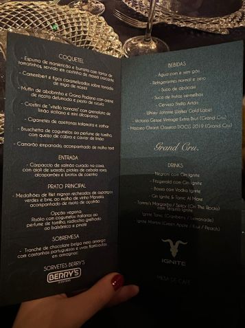 Cardapio do evento Galácticos, de Ronaldo Fenômeno • Reprodução
